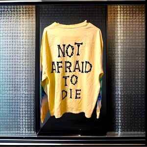 Pleasures 💯 Cotton Tie Dye Yellow Crème NOT AFRAID TO DIE Long Sleeve Shirt 1OAK